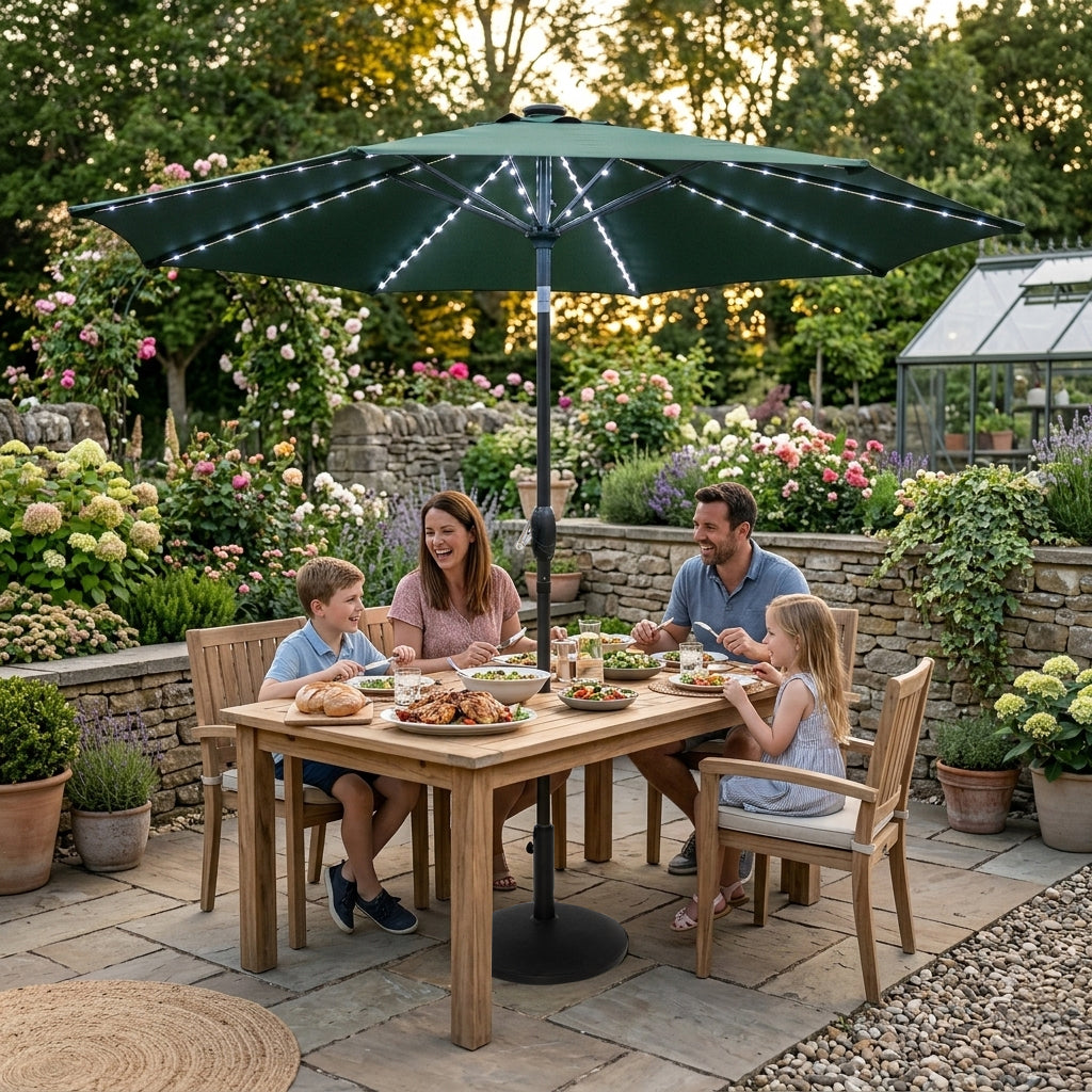 LED-Kipp-Sonnenschirm 2,7m - Grün