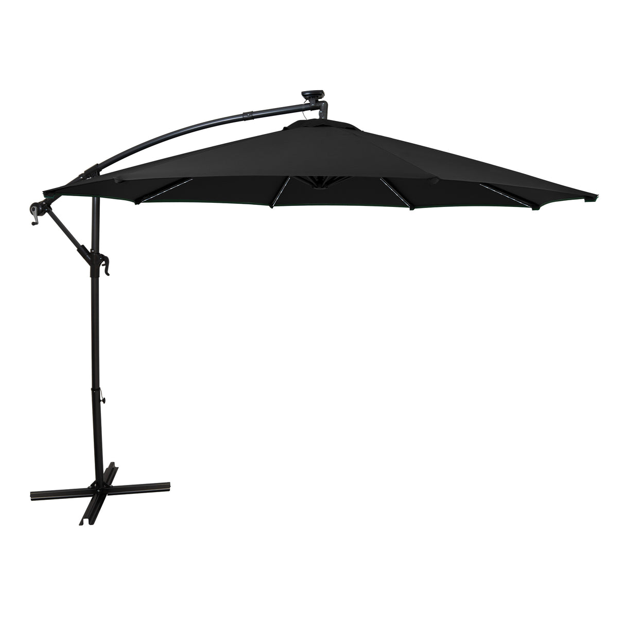 LED Ausleger-Sonnenschirm 3m - Schwarz