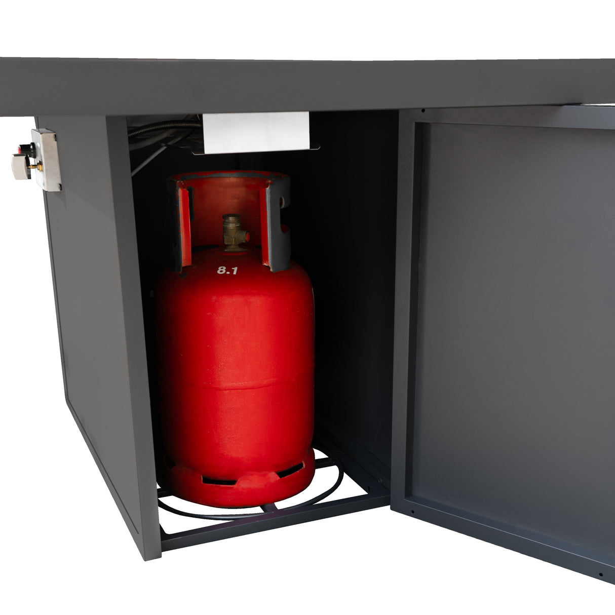 Aluminium-Gartenmöbel-Set für 7 Personen mit Feuerstelle