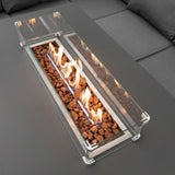 Aluminium-Gartenmöbel-Set für 7 Personen mit Feuerstelle
