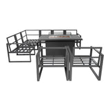 Aluminium-Gartenmöbel-Set für 7 Personen mit Feuerstelle