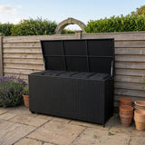 Rattan-Kissen-Auflagenkiste 700L – Schwarz