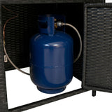 8-Sitzer Rattanmöbel Set mit Feuerstelle - Schwarz