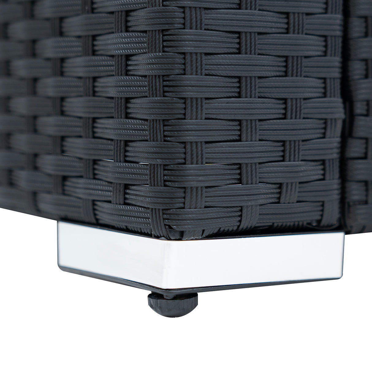 Rattan Eckset mit Verbundstoff-Tisch – Schwarz