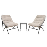 3-Teiliges Bistro-Set – Grau mit Cremefarbenden Kissen