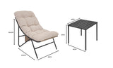 3-Teiliges Bistro-Set – Grau mit Cremefarbenden Kissen