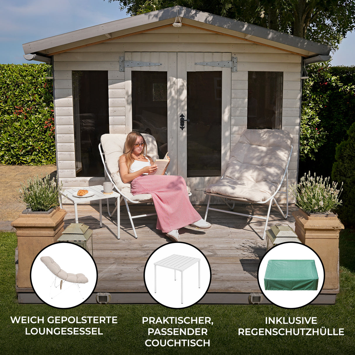 3-Teiliges Bistro-Set – Creme