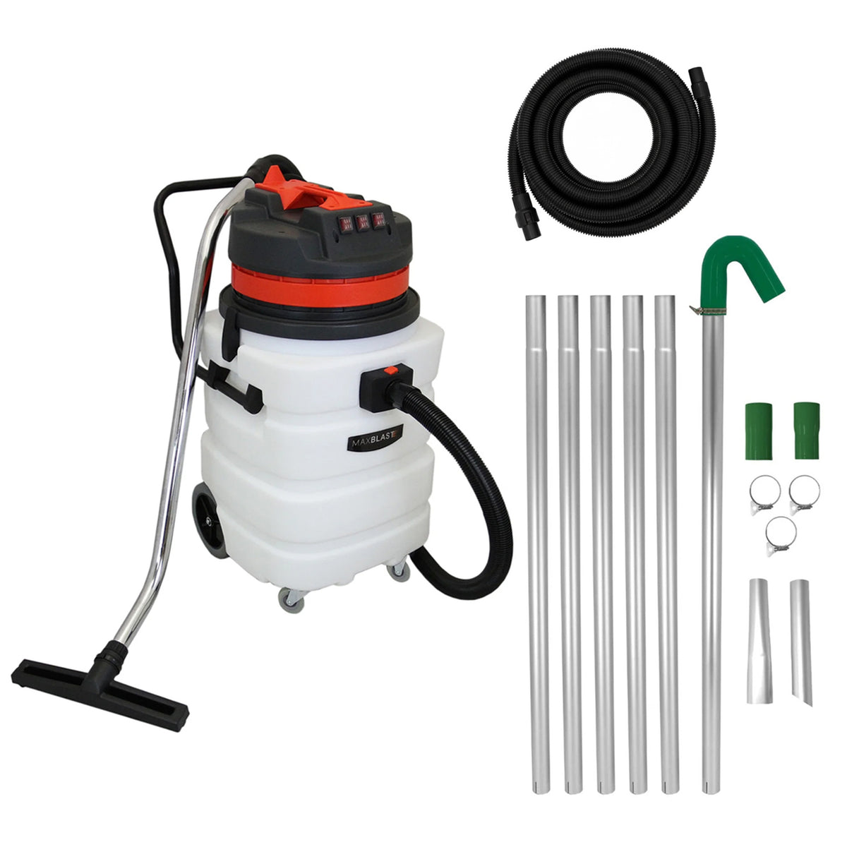 90L Nass- & Trocken Industriestaubsauger mit Dachrinnenstangen & 5m Schlauch