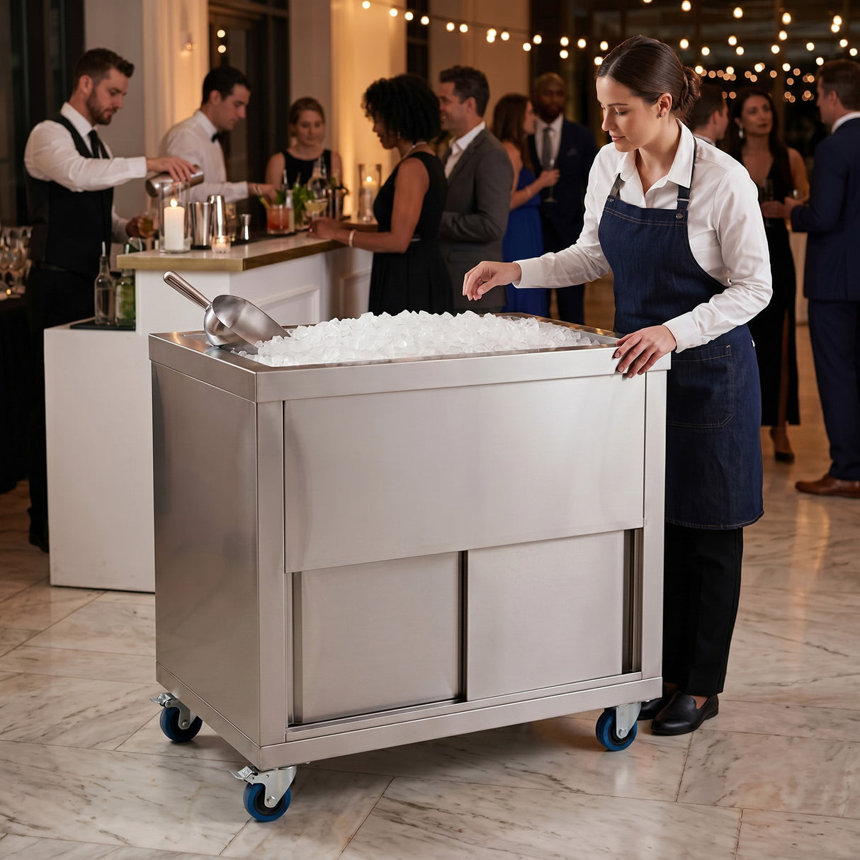 Mobiler Cocktail-Bar-Station mit 1000mm Eiswürfelwagen