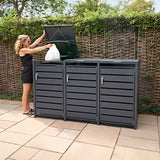 Dreifach Mülltonnenbox aus Metall mit Grauer Tür - view 12
