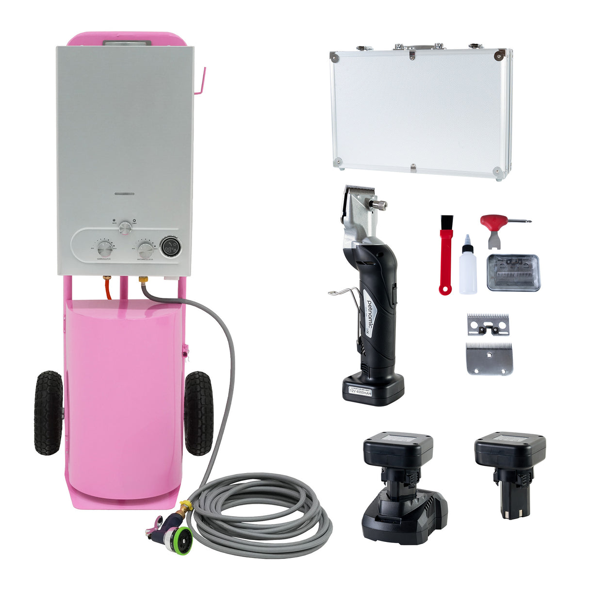 Tragbare Pferdedusche & Kabelloser Pferd-Schermaschine - Rosa