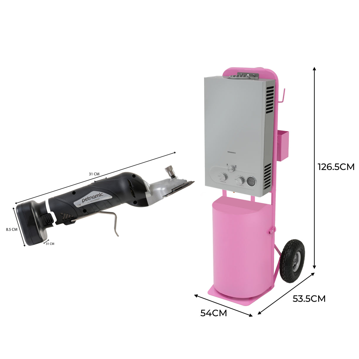Tragbare Pferdedusche & Kabelloser Pferd-Schermaschine - Rosa