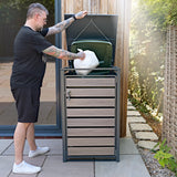 Mülltonnenbox aus Metall mit Grauholzoptiktür - view 12