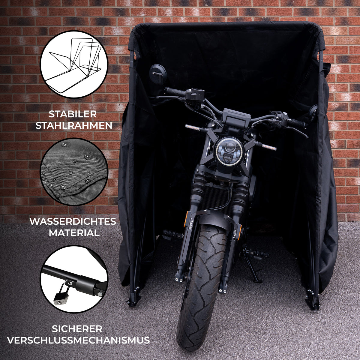 Motorrad-Schutzzelt XL - Schwarz