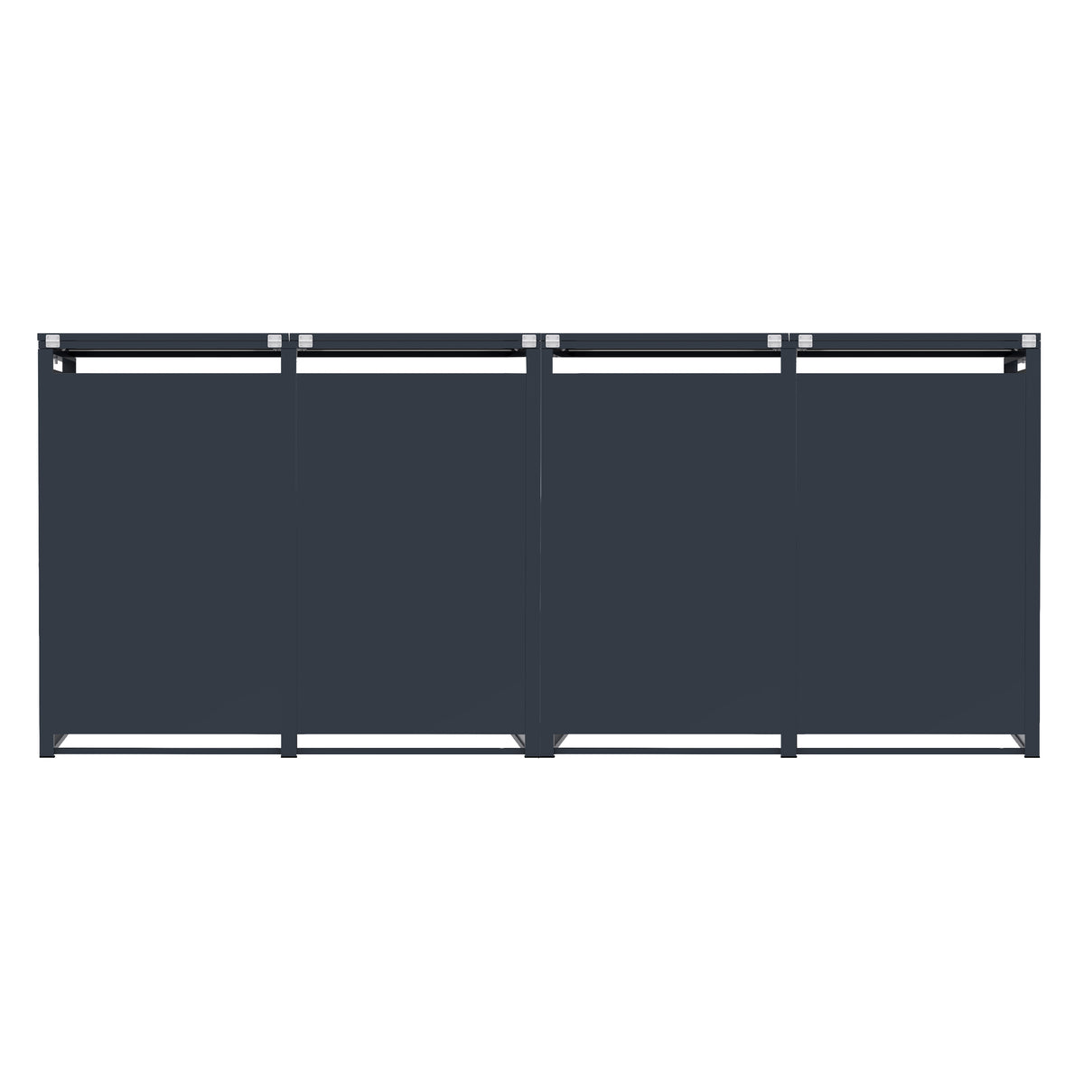 Vierfach Mülltonnenbox aus Metall mit Grauholzoptiktür - view 2