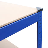 Blaues Regalsystem mit stabilen Metallrahmen, MDF-Oberfläche in hellem Beige, ideal für Lagerung und Organisation in verschiedenen Räumen