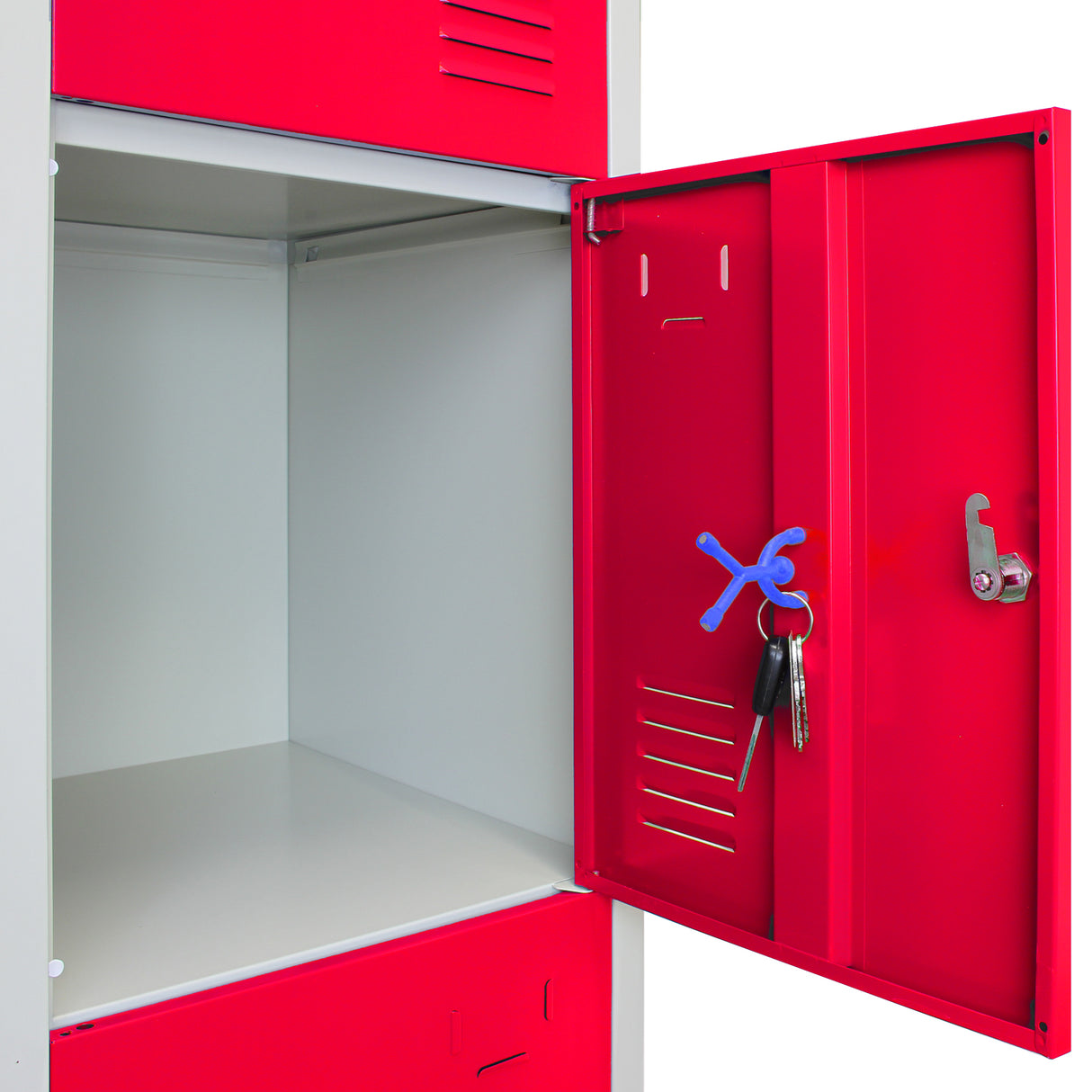 3 x 4-türiger Schließfachschrank Spind - Rot flachverpackt