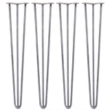 4 x 71cm Hairpin Tischbeine 3 Streben - 12mm - Rohstahl