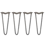 4 x 35.5cm Hairpin Tischbeine 2 Streben - 12mm - Rohstahl