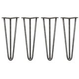 4 x 35.5cm Hairpin Tischbeine 3 Streben - 12mm - Rohstahl