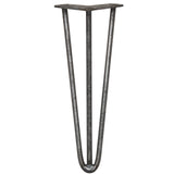 4 x 35.5cm Hairpin Tischbeine 3 Streben - 12mm - Rohstahl