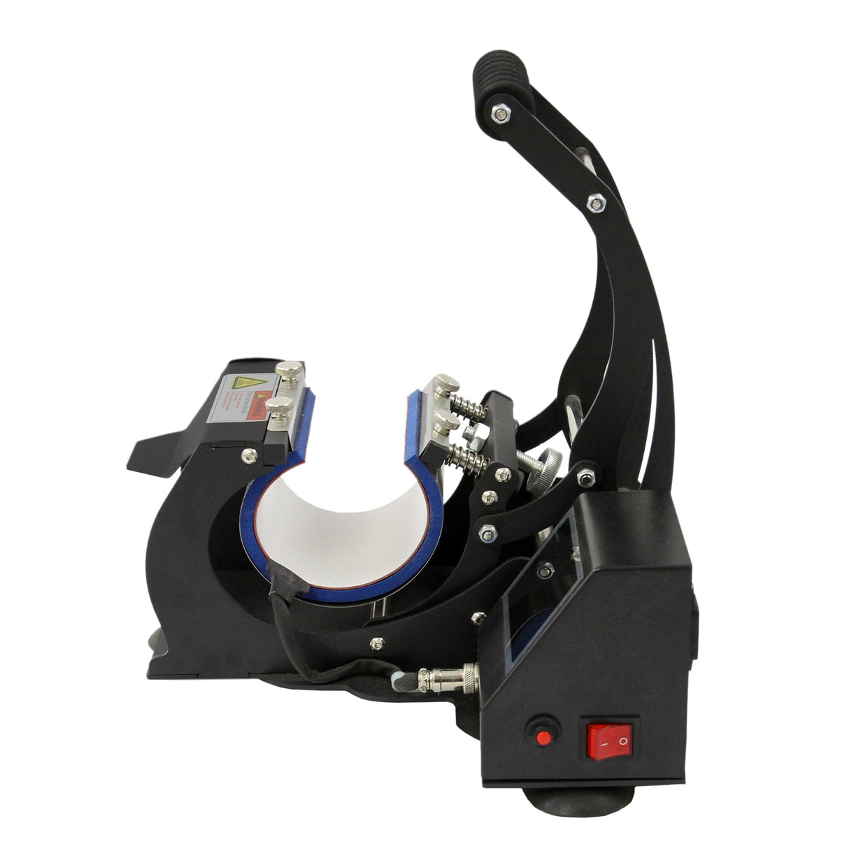 Schwarze PixMax Sublimationsbecherpresse mit ergonomischem Griff, präzisen Einstellknöpfen und stabiler Basis für gleichmäßige Druckergebnisse