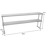 Kukoo Gastronomie Arbeitstisch und Doppelregal - Edelstahl 180 cm