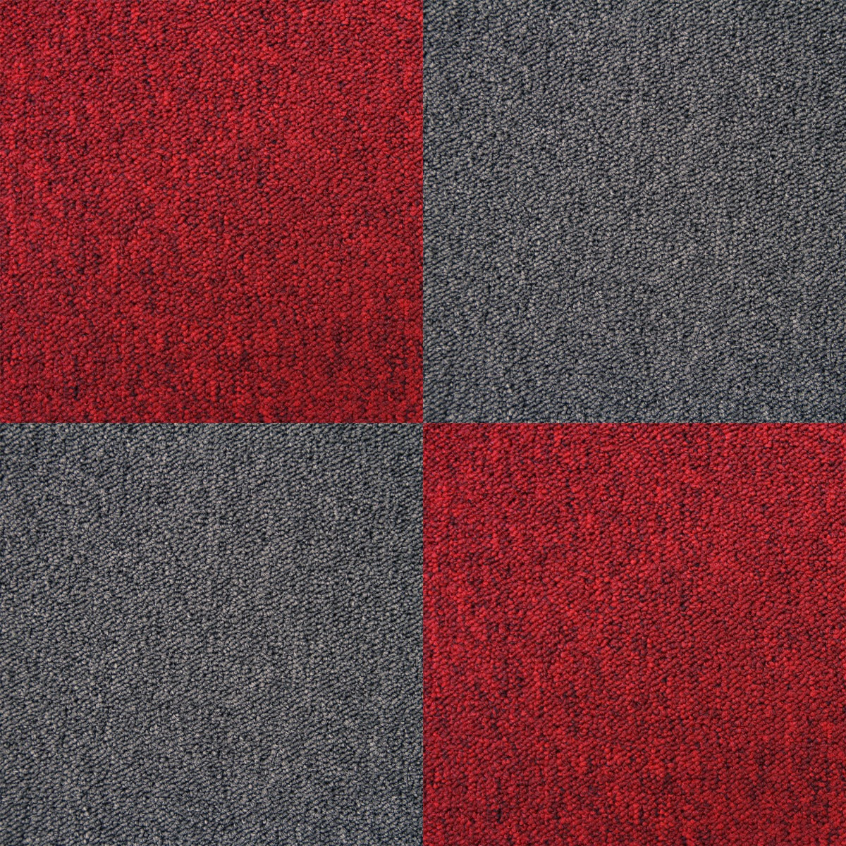 20 Stück Teppichfliesen 50 x 50 cm Fieberrot