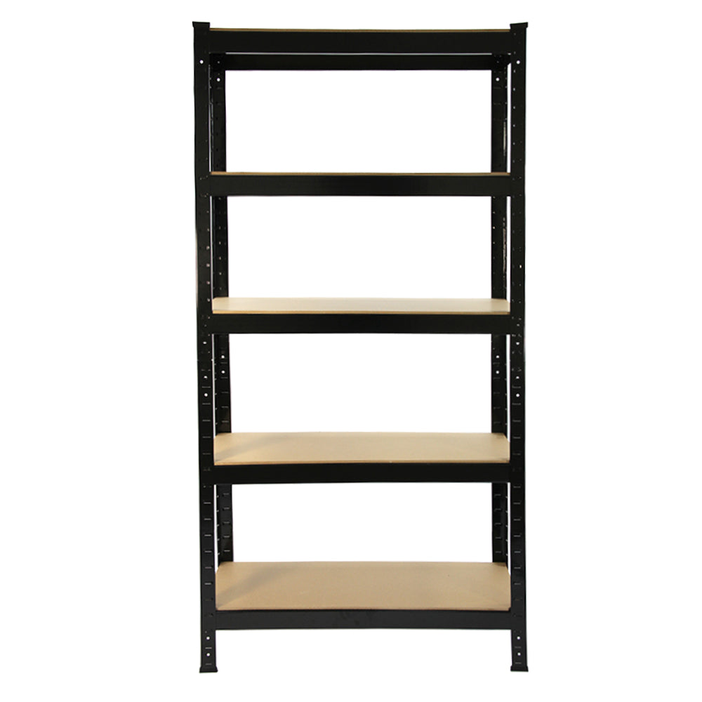 Schwarzes T-RAX Metallregal mit vier stabilen Regalböden aus Holz, ideal für Lagerung und Organisation, Maße 75 cm x 150 cm x 30 cm