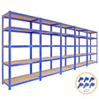 Blaue Regal- und Feldverbinder aus robustem Metall, ideal für die Montage von Regalen, mit stabilen, rechteckigen Formen und glatter Oberfläche