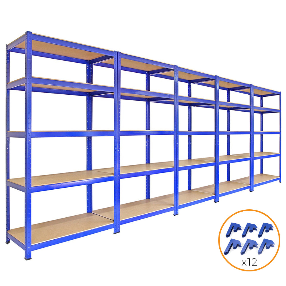 Blaue Regal- und Feldverbinder aus robustem Metall, ideal für die Montage von Regalen, mit stabilen, rechteckigen Formen und glatter Oberfläche