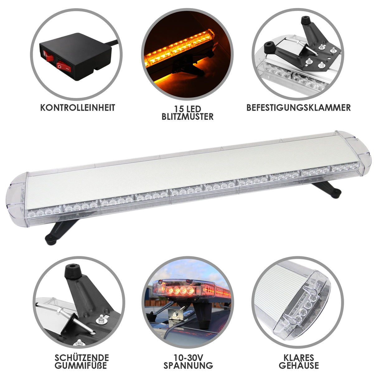 LED Rundumlicht Warnleuchte Balken 88 LED`s