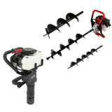 Kraftvoller T-Mech Erdbohrer mit 2-Takt-Pfahlramme, schwarzer Bohrer mit scharfen Klingen, robustem Motor und ergonomischem Griff für einfache Handhabung