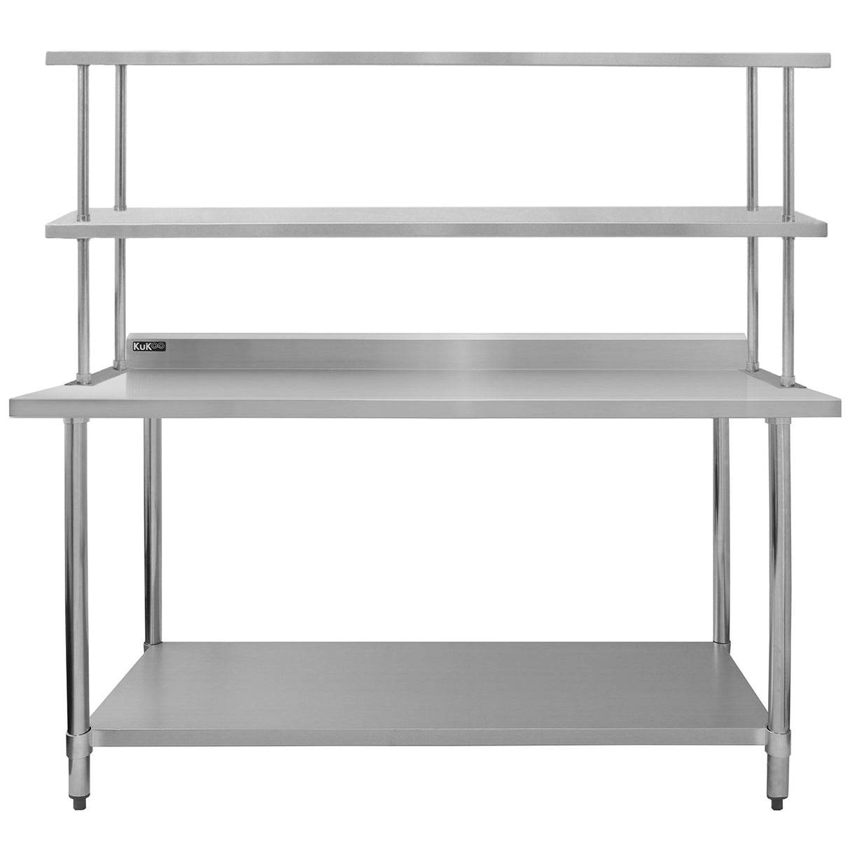Kukoo Gastronomie Arbeitstisch und Doppelregal - Edelstahl 180 cm