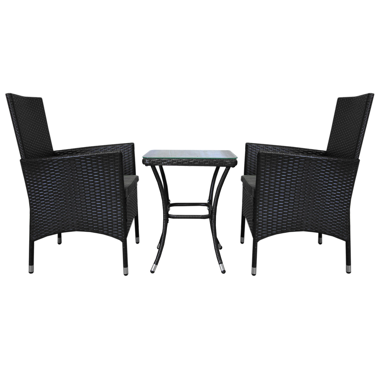 Jardí Rattan Bistro Set Schwarz