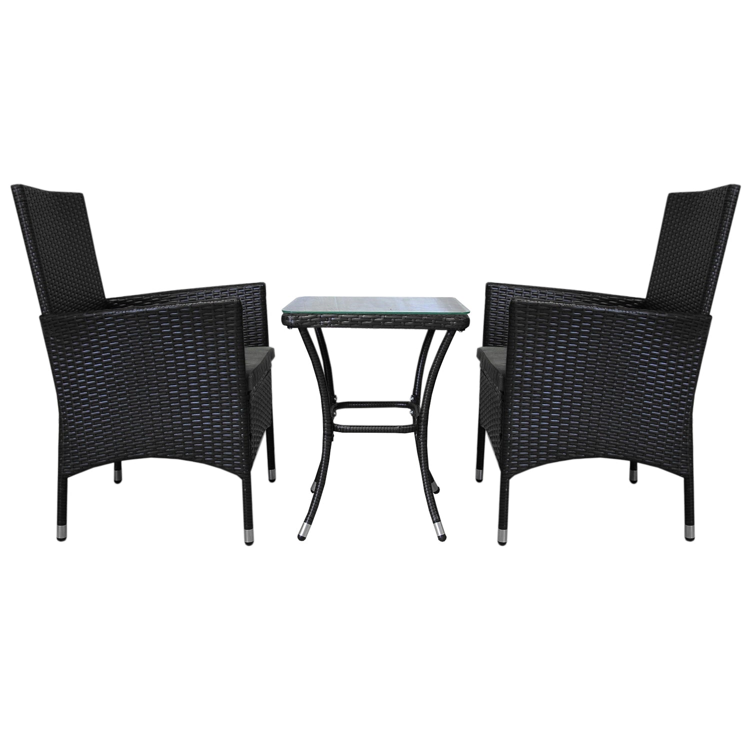 Jardí Rattan Bistro Set Schwarz