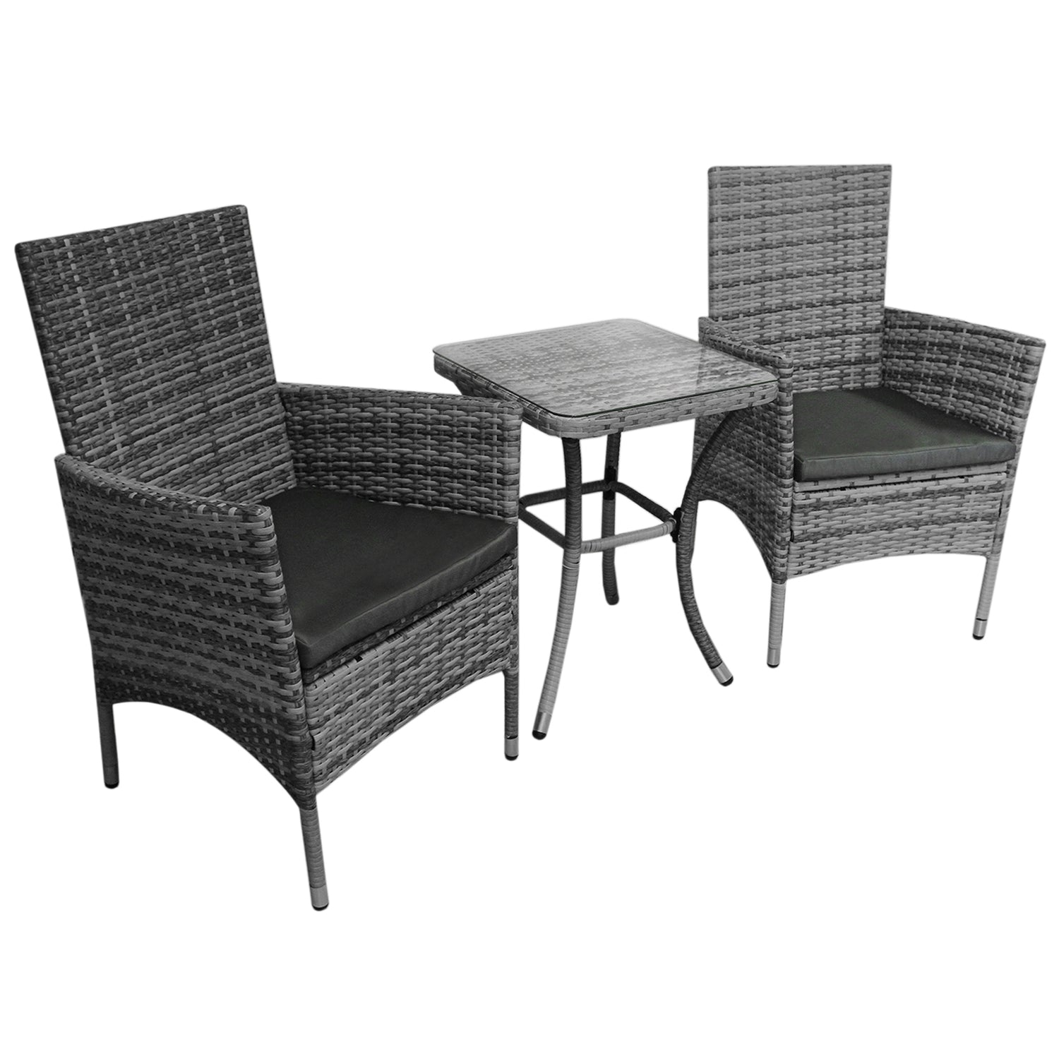 Jardí Rattan Bistro Set Grau