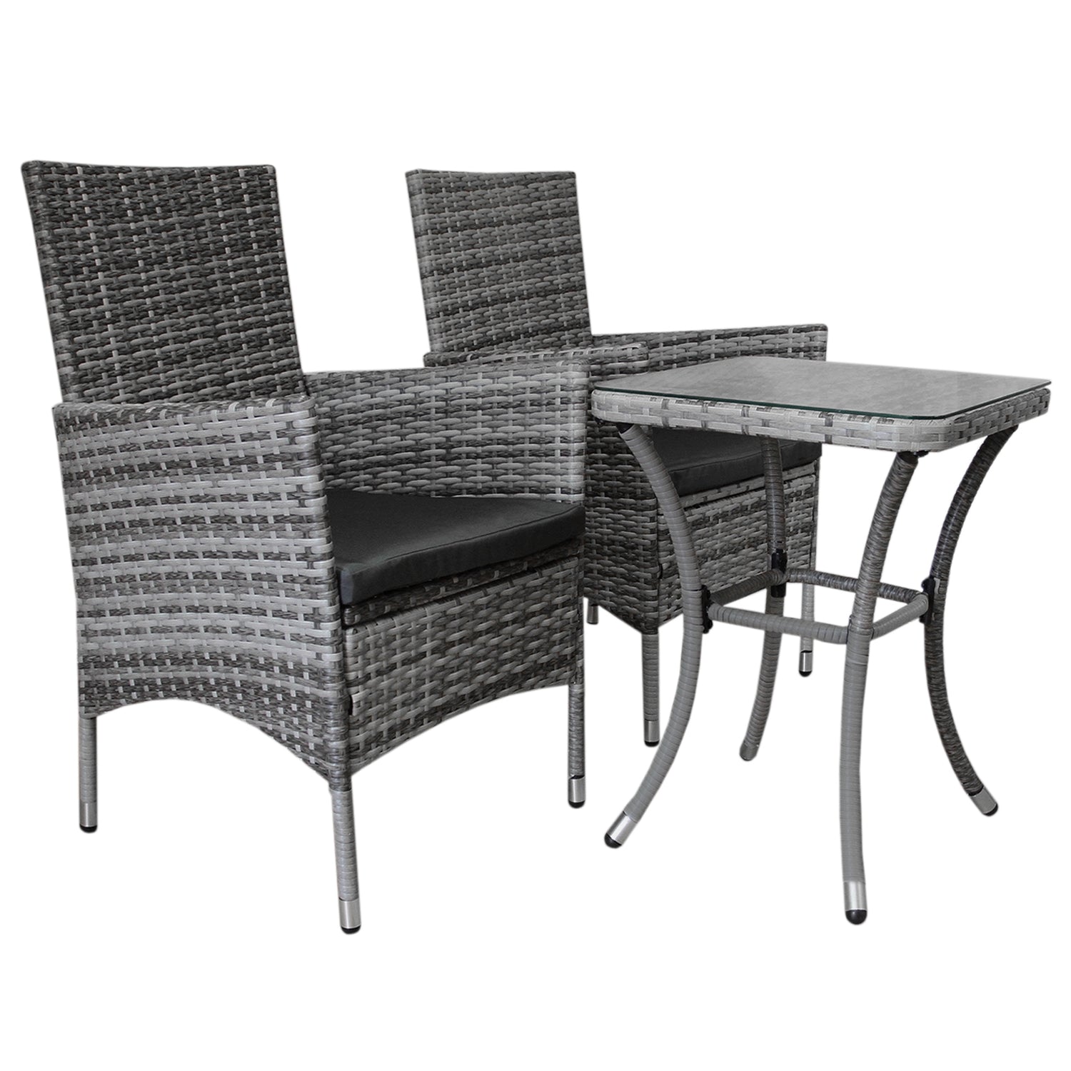 Jardí Rattan Bistro Set Grau