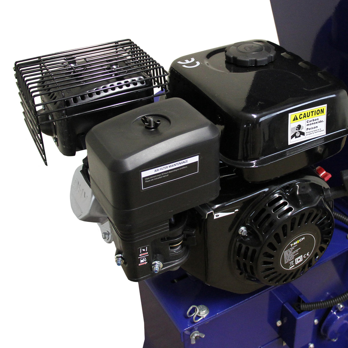 Schwarzer 15-PS-Motor mit luftgekühltem Kühler, robustem Gehäuse und klaren Bedienelementen, ideal für ATV-Kippanhänger und Holzhäcksler