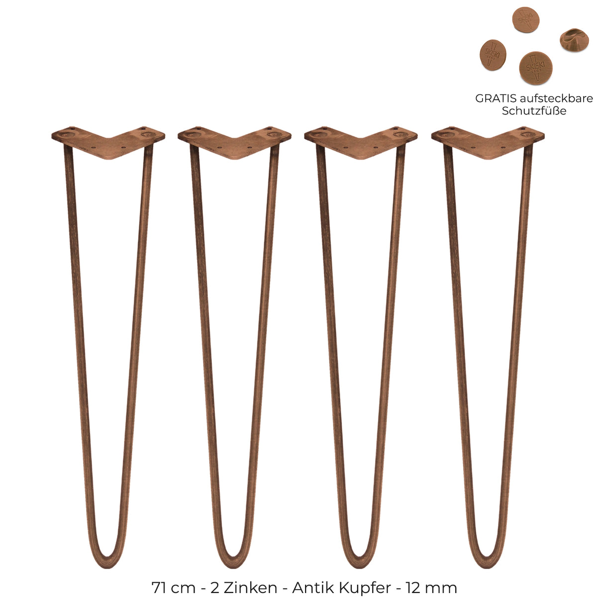 4 x Hairpin Tischbeine 71cm 2 Streben