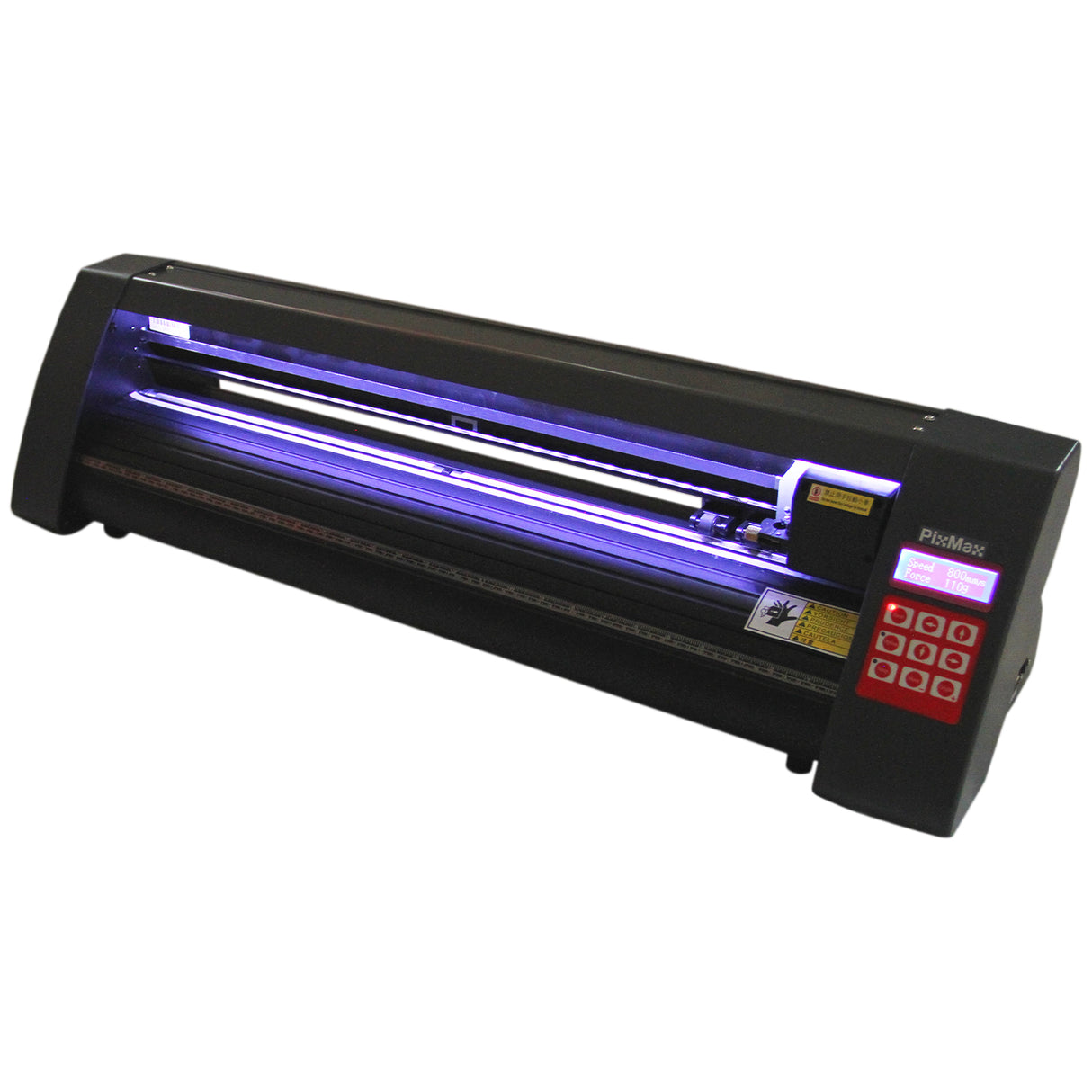 Der 720 Vinylschneider mit Ständer und LED-Lichtleiter in Schwarz, bietet präzise Schneidetechnologie für kreative Projekte und Designs