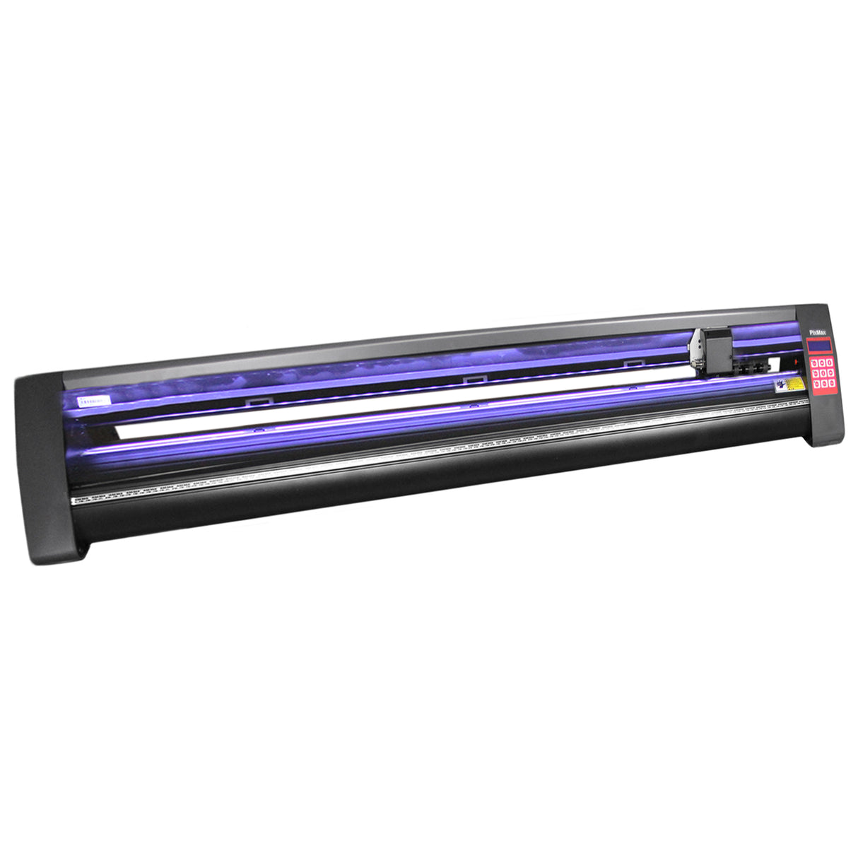 Vinylschneider in Schwarz mit 1350 mm Schneidlänge, LED-Lichtleiter und Statusanzeigen, ideal für präzises Schneiden von Vinylmaterialien