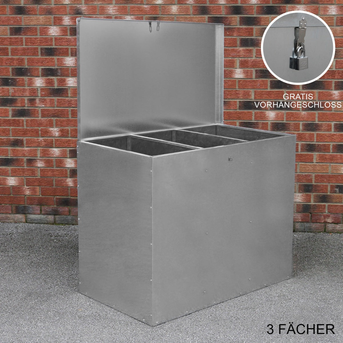 Verzinkter Futterbehälter - 3 Fächer
