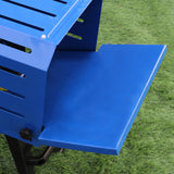 Blauer Holzspalter mit stabiler Arbeitsfläche, strukturiertem Metall und ergonomischem Design, ideal für effizientes Holzspalten im Garten
