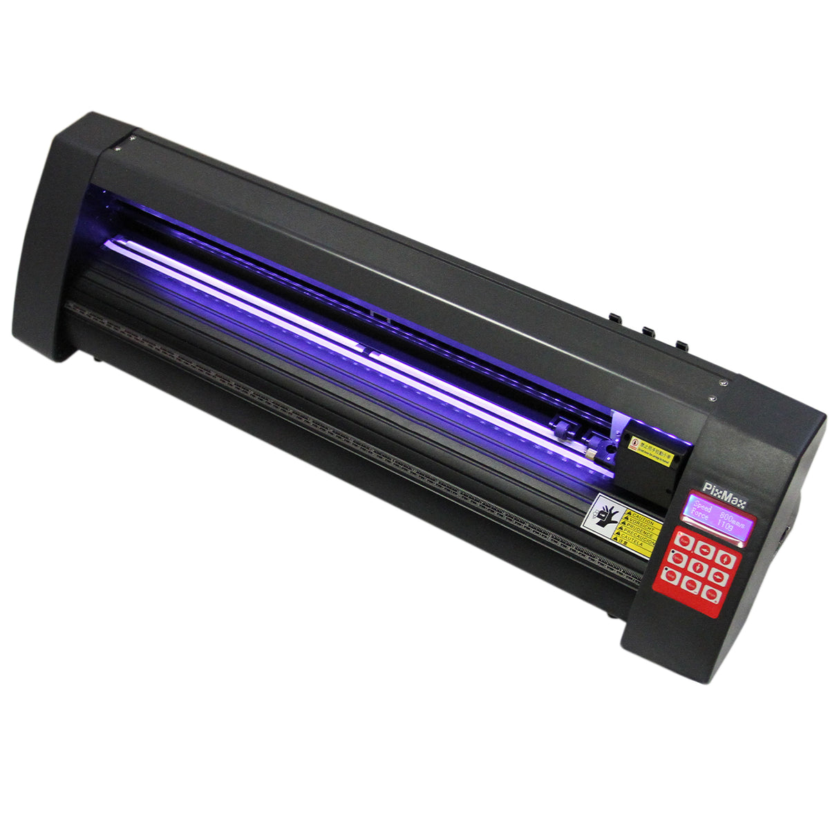 Der 38 Swing LED-Vinylschneider in Schwarz mit leuchtendem UV-Licht, Tastenfeld und präziser Schneidefunktion für kreative Projekte