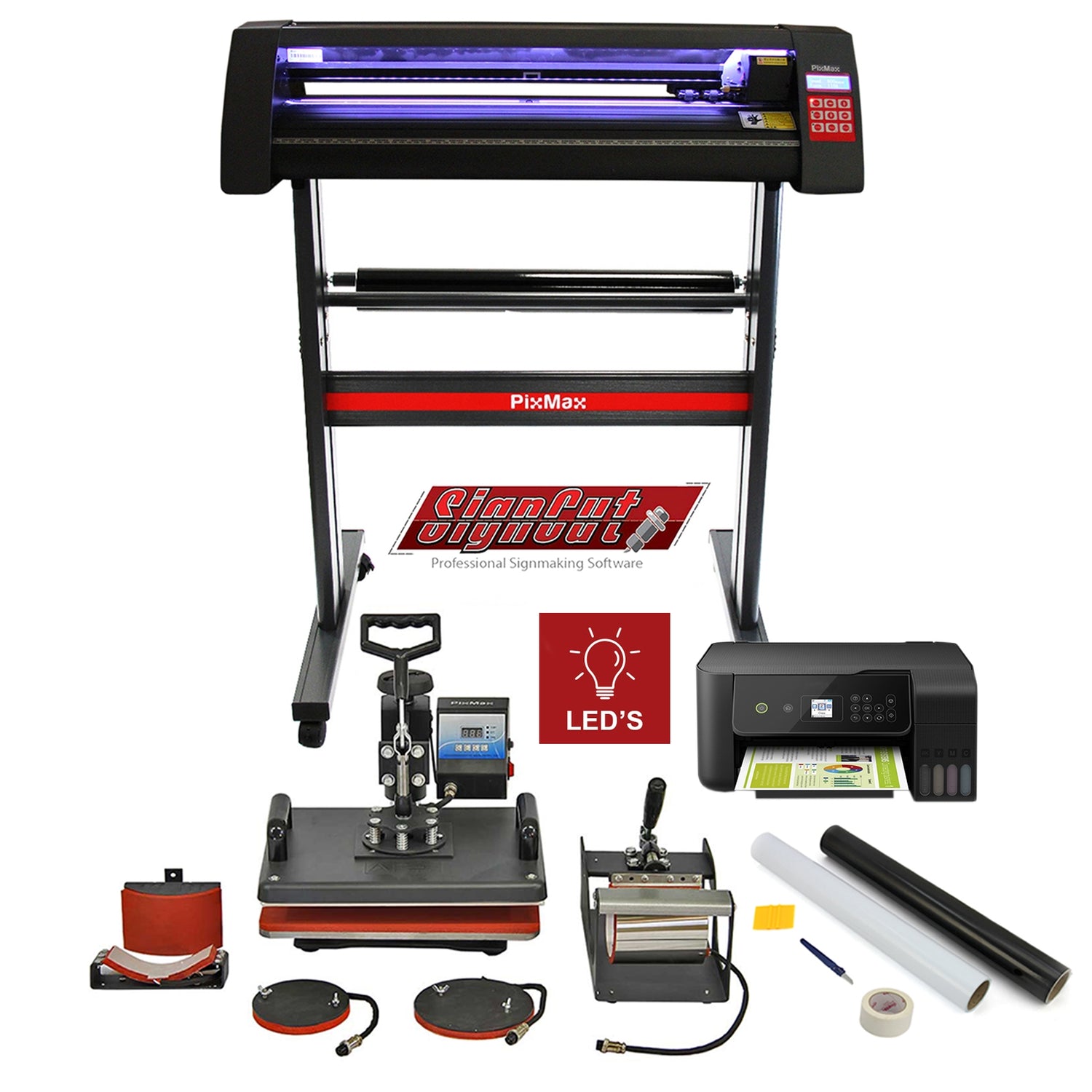 720mm LED Schneideplotter & 5 in 1 Hitzepresse & Drucker im Set