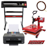 38 cm Schwenkpresse in Rot, 720 mm Vinylschneider in Schwarz, Epson-Drucker mit bunten Tintenpatronen, ideal für kreative Projekte und Beschilderungen
