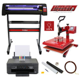 Der 38 Swing LED-Vinylschneider mit CISS, SignCut-Software, einem Drucker, Entgitterungsset und Hitzeschutzband in rot und schwarz, ideal für Schilderdruck