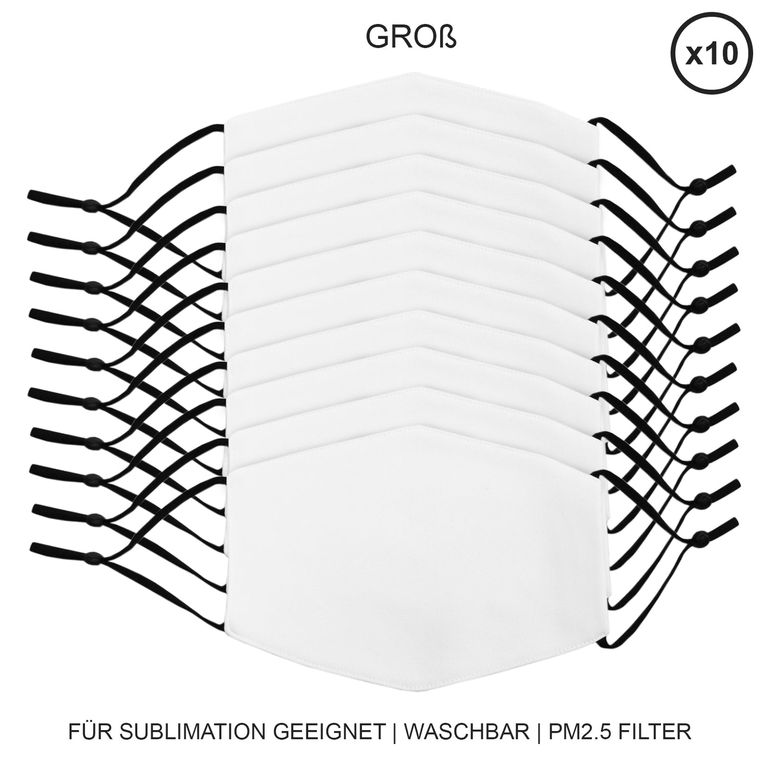 Gesichtsmasken - Groß / 10er Packung