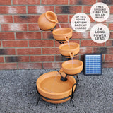 Solar Kaskadenbrunnen mit Akku - Terracotta